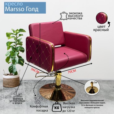Парикмахерское кресло &quot;Marsso Gold&quot;, бордо, диск