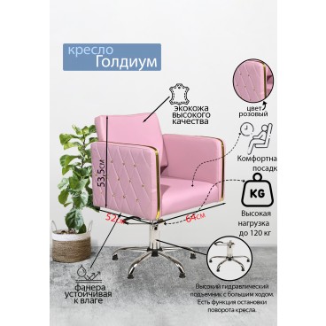 Парикмахерское кресло &quot;Голдиум&quot;, розовый, диск
